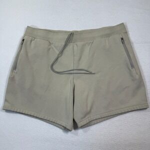 Adidas Shorts Men 2XL Beige‎ Drawstring Zip Pocket Lounge Gym Stretch